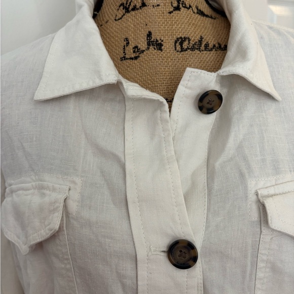 Style & Co Linen Blend Utility Jacket Women's Large White Button Front NWT - Picture 3 of 11